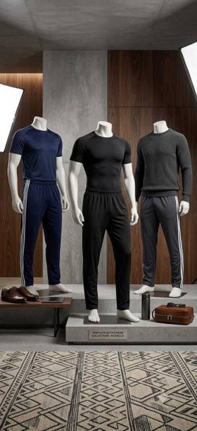 Pack of 3 Men Striped Grey Track Pants
