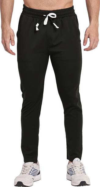 Mashaykh Men Solid Dark Green Track Pants