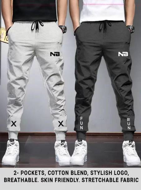 Pack of 2 Men Printed Grey, Grey Track Pants