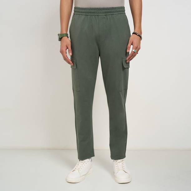 Men Solid Green Track Pants