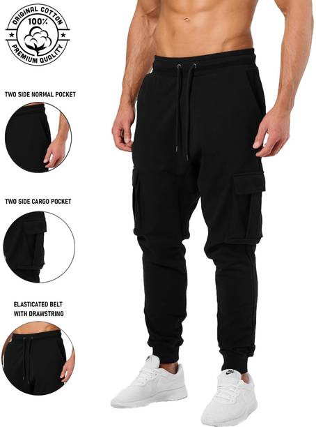 Men Solid Black Track Pants
