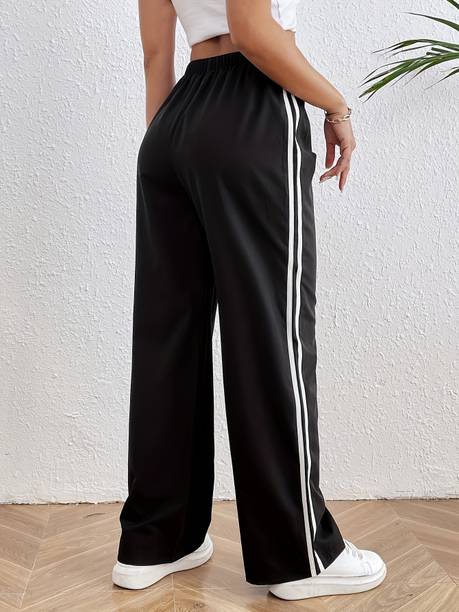 PROGENY Women Loose Fit Black Cotton Blend Trousers