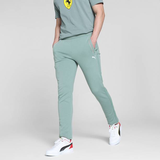 puma solid men green track pants