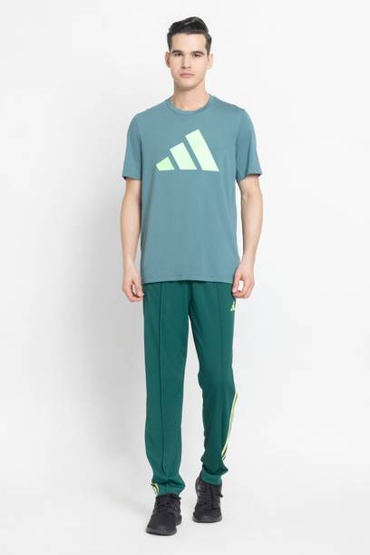 Men Graphic Print Green Track Pants