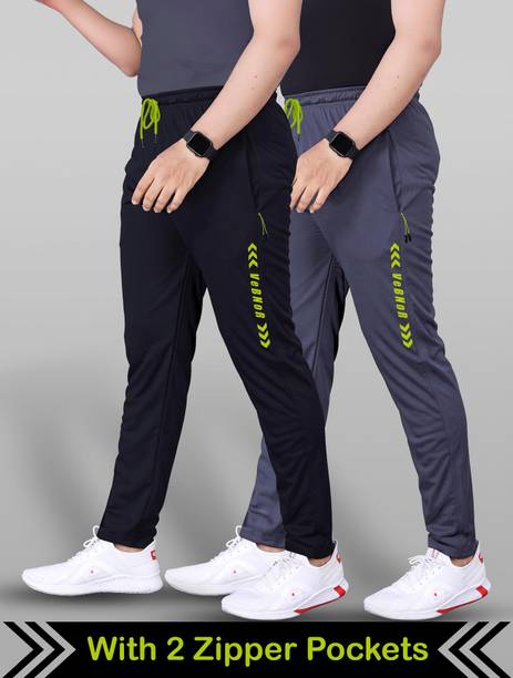 Pack of 2 Men Printed Black, Grey Track Pants