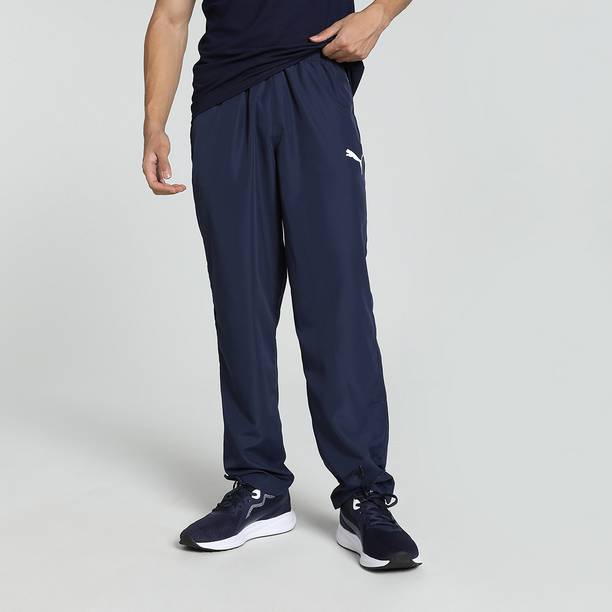 Men Solid, Printed Blue Track Pants