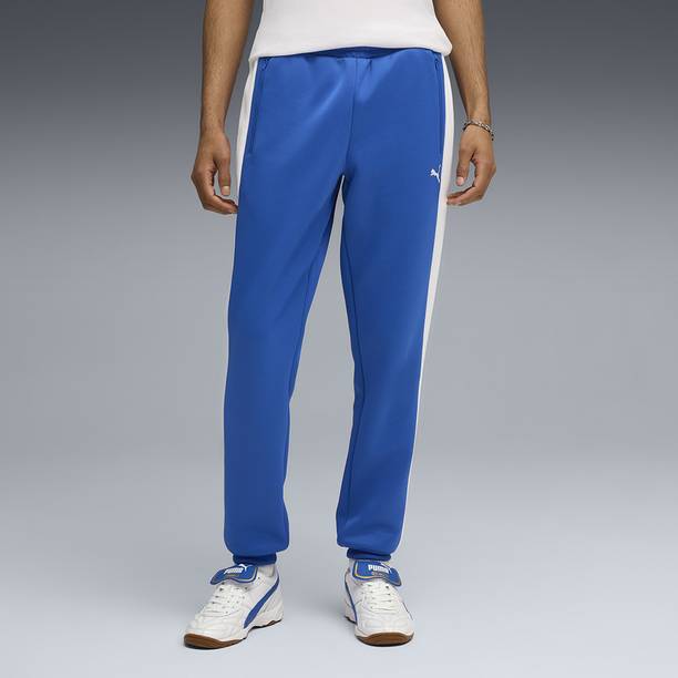 Men Colorblock Blue Track Pants