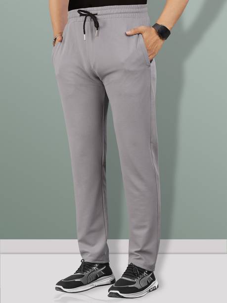Men Solid Grey Track Pants