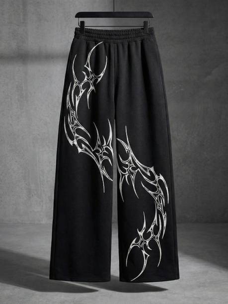Men & Women Printed, Graphic Print Black Track Pants
