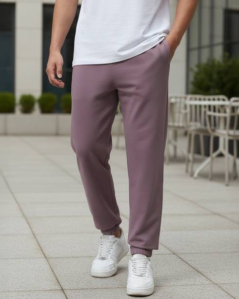 Men Solid Purple Track Pants