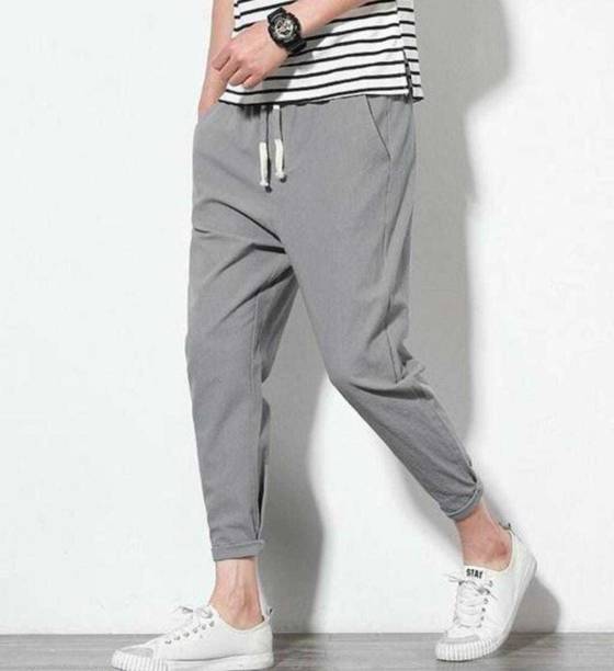 Men Solid Grey Track Pants