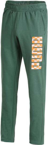 Knitted Pants Gingham Logo Men Printed Green Track Pants