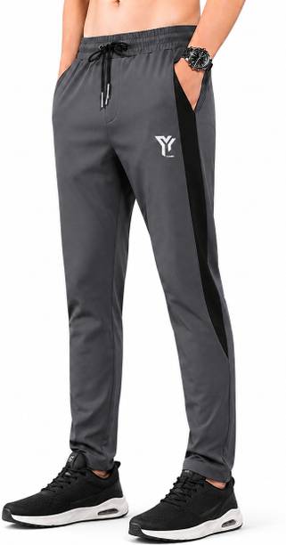 Men Colorblock Black, Grey Track Pants