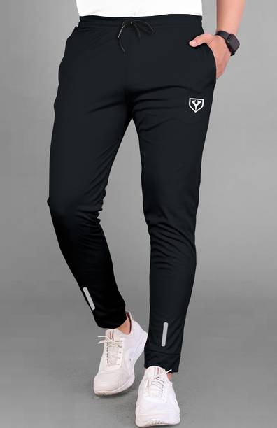Men Solid Black Track Pants