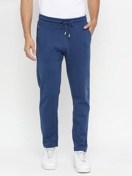 Men Solid Blue Track Pants