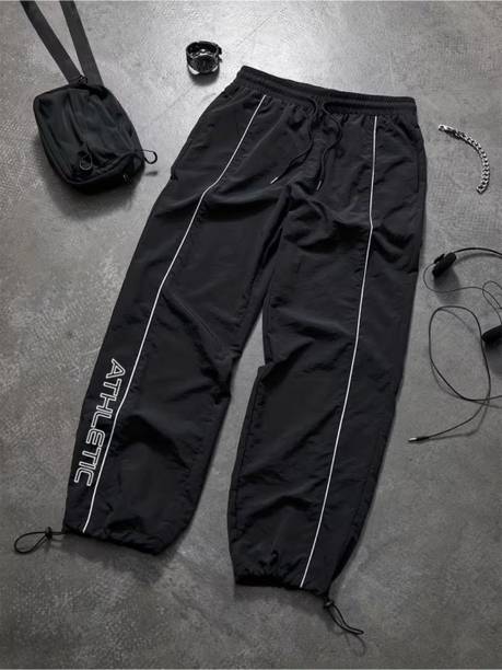 Men Printed Black Track Pants