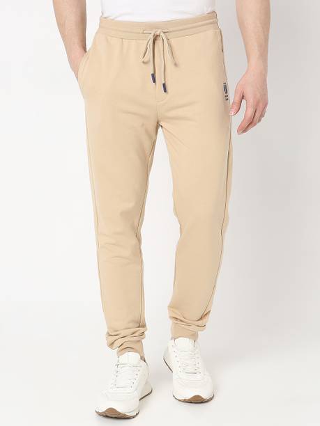 Men Solid Beige Track Pants