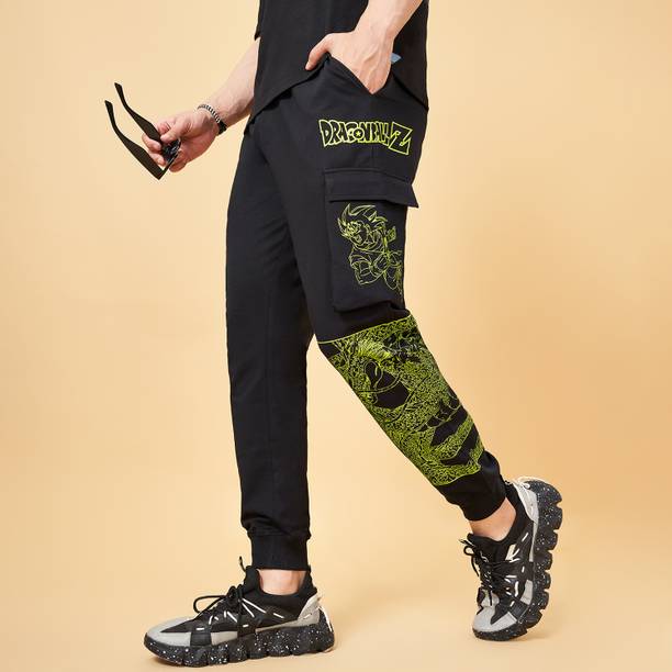 Men Printed Black Track Pants