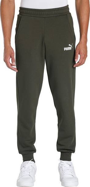 ESS Logo Pants Men Solid Green Track Pants