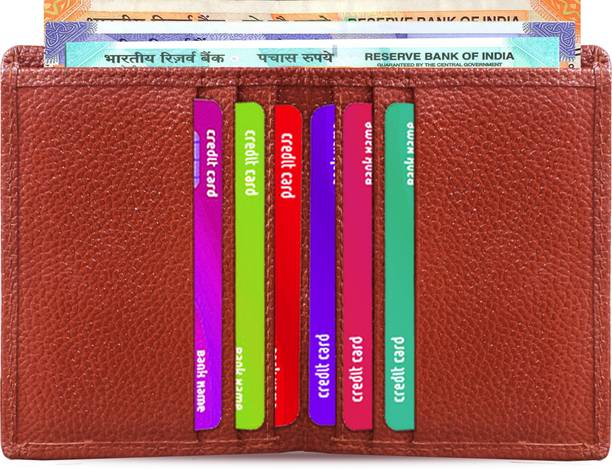 ABYS Genuine Leather Card Holder Wallet - Coffee Brown, Slim Bi-Fold For Men & Women
