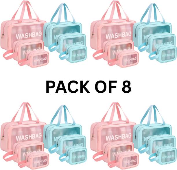 Hitansh Enterprise Cosmetic Bag Pouch Transparent Pvc Wash Bag Set Of 6 Travel Toiletry Kit