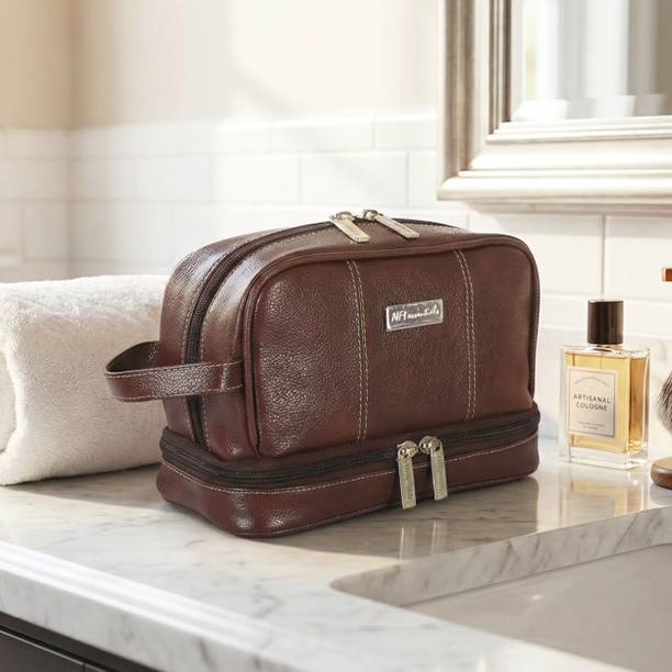 Leather Toiletry Bag for Men & Women Shaving Kit Bag Travel Toiletry Kit
