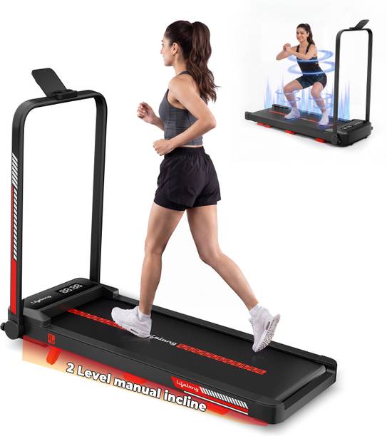 Lifelong Walking Pad Treadmill for Home| 4 HP with Vibration Plate Treadmill (Max Weight:110 kg)
