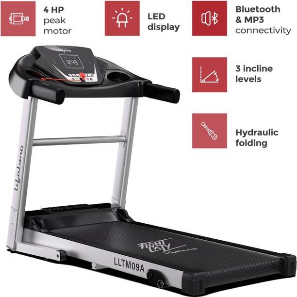 Lifelong Fit-Pro LLTM09A-(4HP Peak) Motorized,Hydraulic Foldable,Running Machine for Home Treadmill (Max Weight:100 kg)