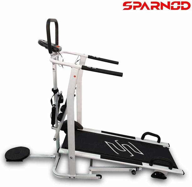 Sparnod Fitness STH-600 Manual Treadmill for Home Gym - 4 in 1 Multifunction Walking/Running Machine Treadmill (Max Weight:120 kg)