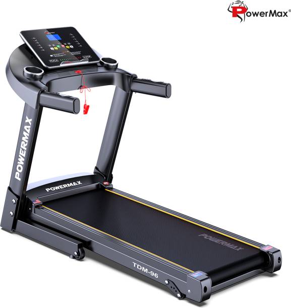 Powermax Fitness TDM-96 (4HP Peak) Motorized Foldable Running Machine for Home | Manual Incline Treadmill