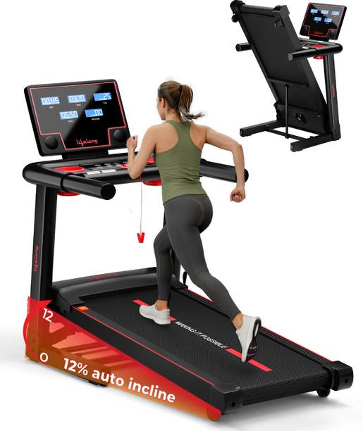 Lifelong 5HP Peak Foldable Treadmill for Home| Gym Equipment for Home Workout Treadmill (Max Weight:120 kg)