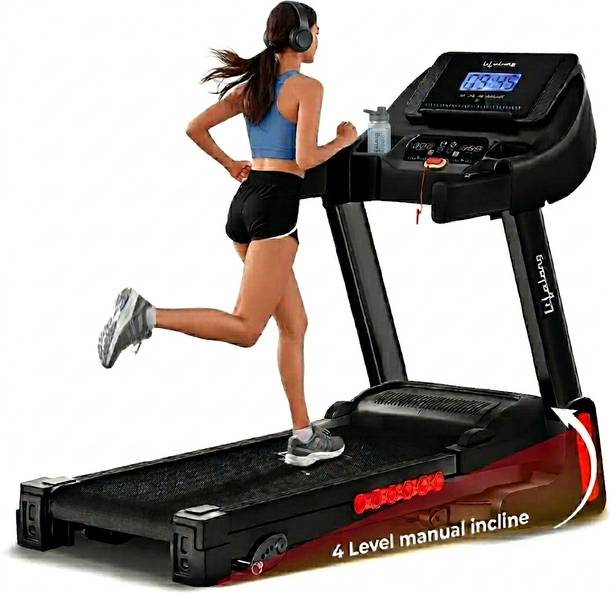 Lifelong FitPro Treadmill for Home | 4 HP Peak Motor | Foldable & Hydraulic Folding Treadmill (Max Weight:100 kg)