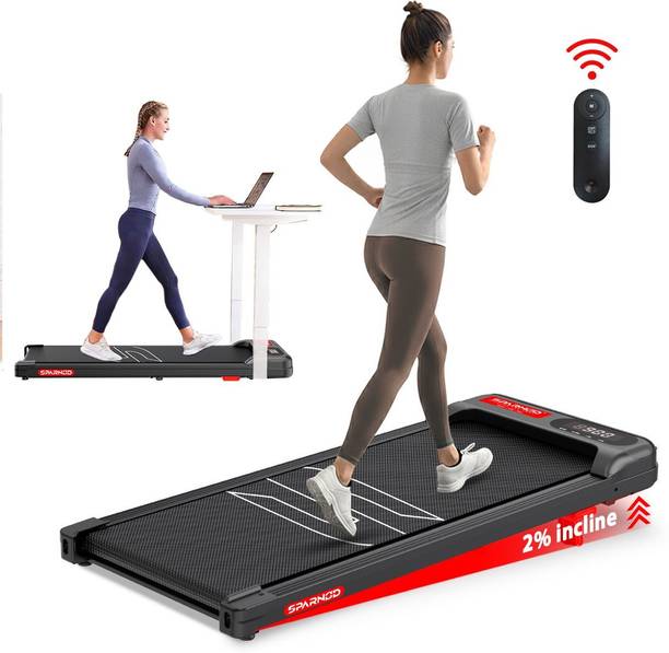 Sparnod Fitness STH-3002 Walking Pad for Home Use, LED Display, Remote, Non-Slip Belt Treadmill (Max Weight:100 kg)