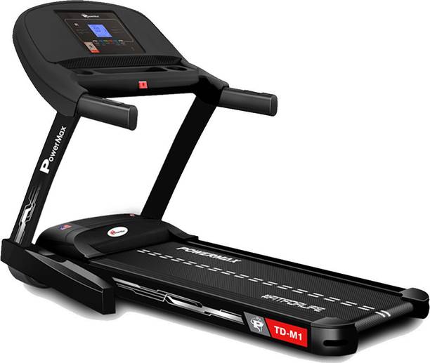 Powermax Fitness TD-M1 (4HP Peak)SemiAuto Lubrication,Android-iOS App,Multifunction Foldable Home Treadmill (Max Weight:120 kg)