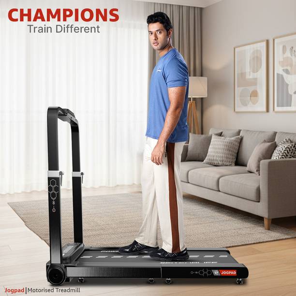 Powermax Fitness 4HP Foldable Jogpad 110 kg Walking Pad for Home Shock Absorption & Device Holder Treadmill (Max Weight:120 kg)