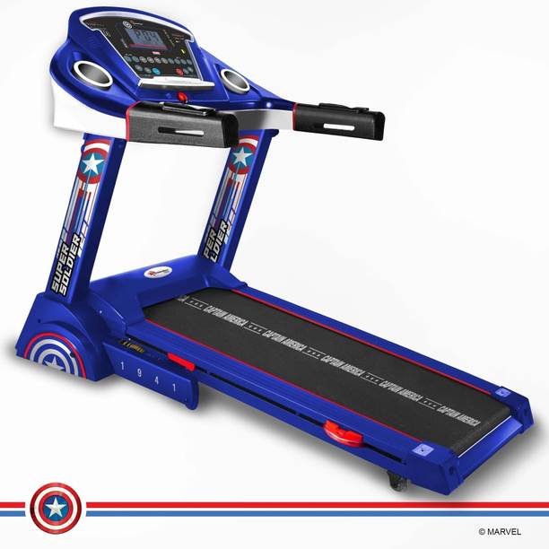 Powermax Fitness MTA-2300 Captain America Edition 4HP Peak Smart-Folding with Auto Incline Treadmill (Max Weight:120 kg)