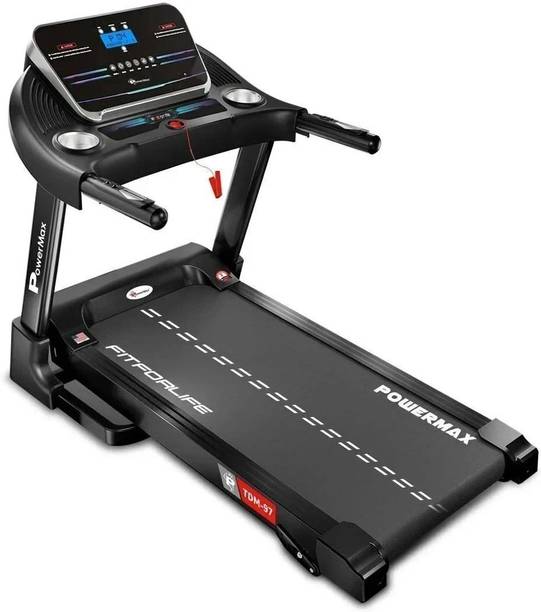 Powermax Fitness TDM-97 4HP Motor 110kg Manual Incline Phone Connectivity for Home Workout Treadmill (Max Weight:110 kg)