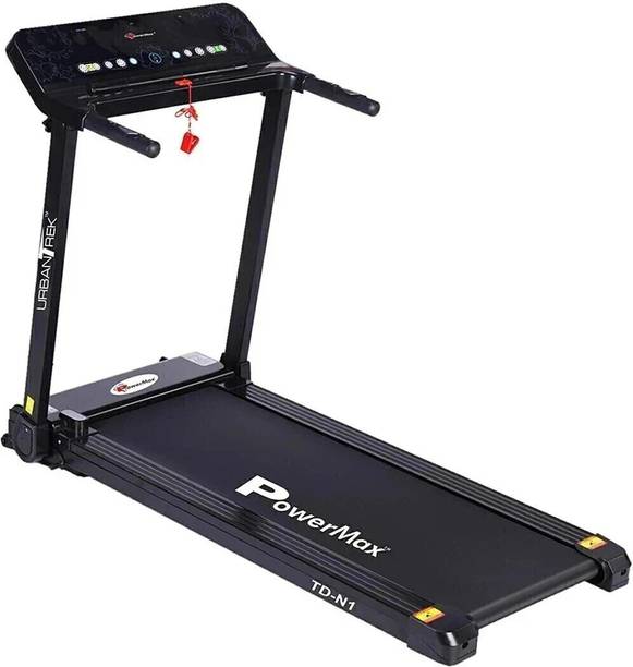 Powermax Fitness TD-N1 (4HP Peak) Pre-Set Workout, Compact Vertical Foldable Cardio Training Home Treadmill (Max Weight:100 kg)