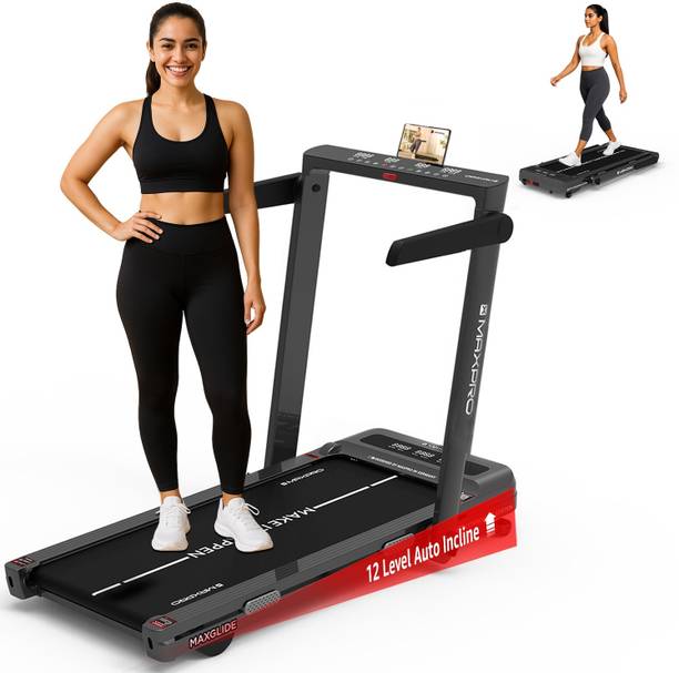 Maxpro Glide 4.5HP Peak Motor Treadmill, 12 Level Auto Incline Dual Display walking pad Treadmill (Max Weight:120 kg)