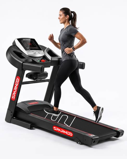 Sparnod Fitness STH-1200MF 4HP Peak Foldable Treadmill for Home Use Built-in Massager,Speakers Treadmill (Max Weight:110 kg)