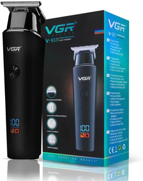 VGR V-937 Professional Hair Trimmer with LED Display Trimmer 500 min  Runtime 4 Length Settings