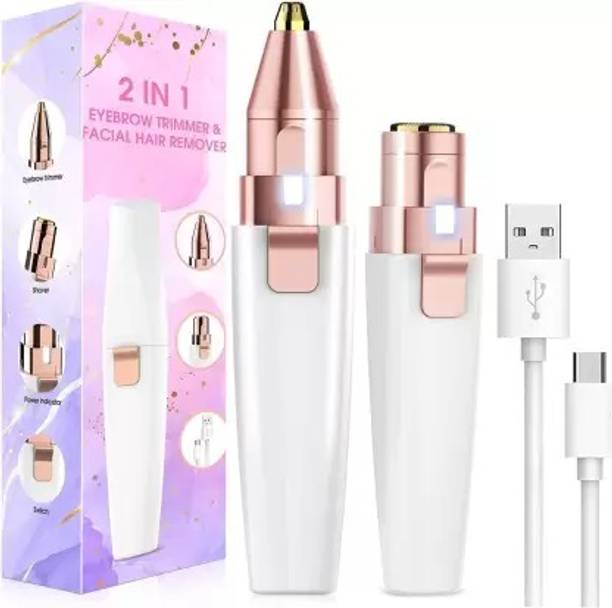 Maniya brothers 2 In 1 Eyebrow Trimmer and Painless Hair Remover women Face, Lips, Nose Shaver Trimmer 70 min  Runtime 0 Length Settings
