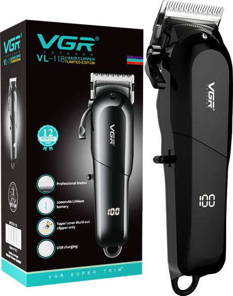 VGR V-118 Professional Hair Clipper with LED Display Trimmer 200 min Runtime 6 Length Settings