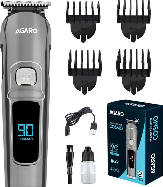 AGARO Cosmo Beard Trimmer For Men, High Precison Trimming, Cordless, Fully Waterproof Trimmer 90 min  Runtime 4 Length Settings