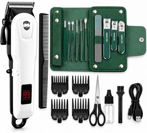 ValueShop Rechargeable Hair Clipper with Digital Display and Grooming Accessories Fully Waterproof Trimmer 240 min Runtime 4 Length Settings