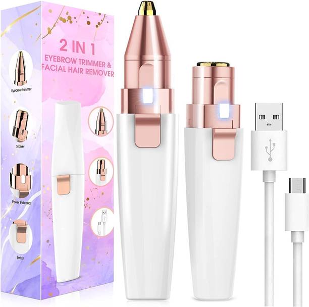 BELENZO acial Hair Removal for Women 2 in 1 Electric Eyebrow Trimmer & Face Hair Remover Grooming Kit 20 min  Runtime 0 Length Settings