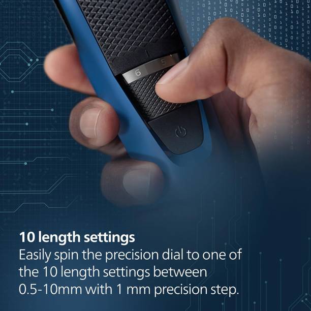 PHILIPS BT3303/30 Trimmer 45 min Runtime 10 Length Settings  (Black, Blue)