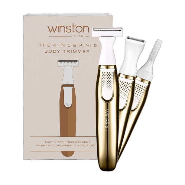 Winston 4 in 1 Eyebrow, Body & Bikini Trimmer Shaver Rechargeable Painless Hair Removal Body Groomer 60 min Runtime 4 Length Settings