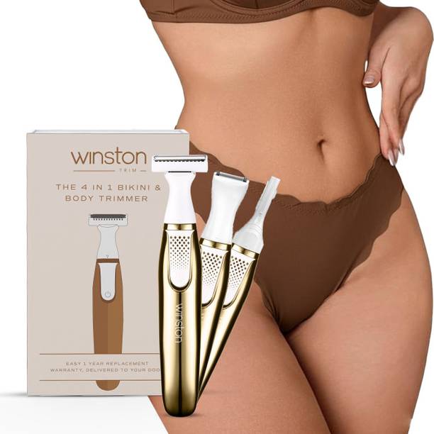 Winston 4 in 1 Eyebrow, Body & Bikini Trimmer Shaver Rechargeable Painless Hair Removal Body Groomer 60 min Runtime 4 Length Settings