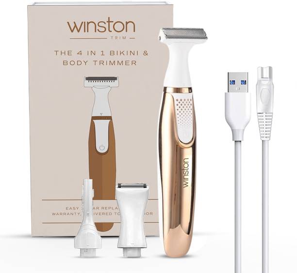Winston 4 in 1 Eyebrow, Body & Bikini Trimmer Shaver Rechargeable Painless Hair Removal Body Groomer 60 min  Runtime 4 Length Settings